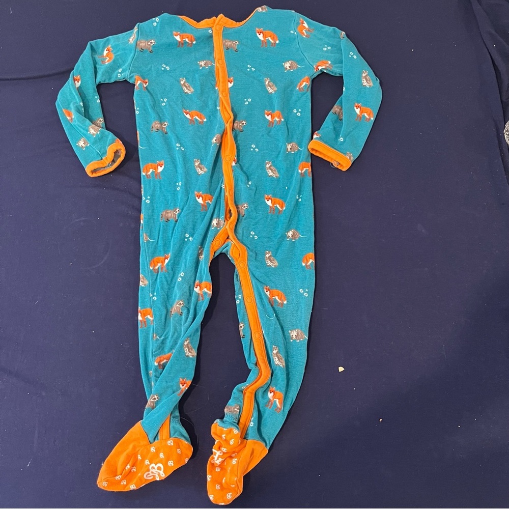 Bubble Baby Footed Bamboo Sleeper With Printed Foxes And Snaps 12-18 Months